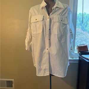 Ralph Lauren White Casual Button Down Shirt